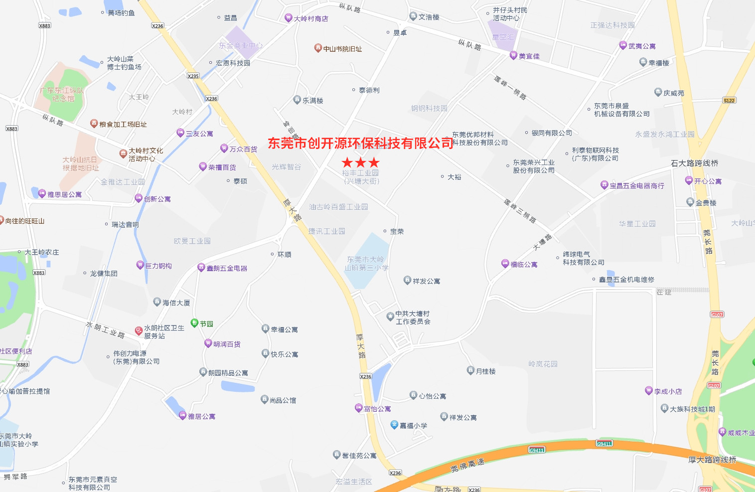 东莞市创开源环保科技有限公司地图位置